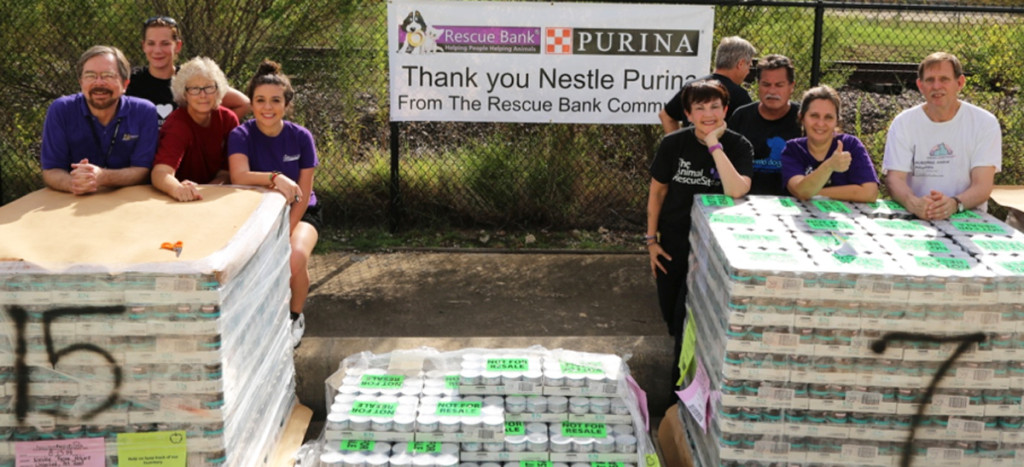 A shelter receiving their Rescue Bank distribution. Special thanks to Purina for this delivery!
