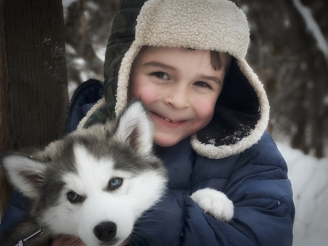 kid and puppy