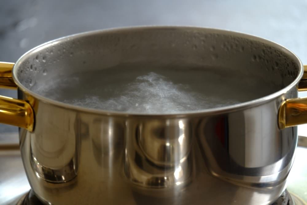 boiling water in pot