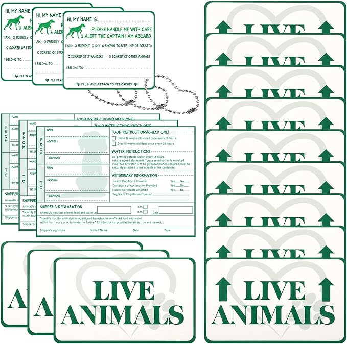 Geyee 18 Pcs Live Animal Stickers for Airline Cargo Crates