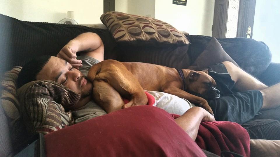 LOL! Would you sleep with your dog in this position? 