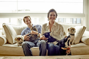 Founder Candace Dannenbaum, her husband, and fur kids, including Toby the "miracle dog"