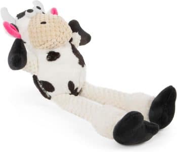 goDog Checkers Skinny Cow Squeaky Plush Dog Toy