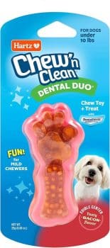 Hartz Chew 'n Clean Dental Duo Bacon Flavored Dental Dog Chew Toy and Treat
