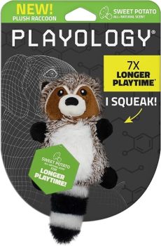 Playology Plush Raccoon Chew Toy for Small Dogs