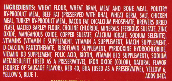 Here is the label of a very popular dog biscuit - Milk Bone. It's full of fillers and calories. Image source: Amazon.com 