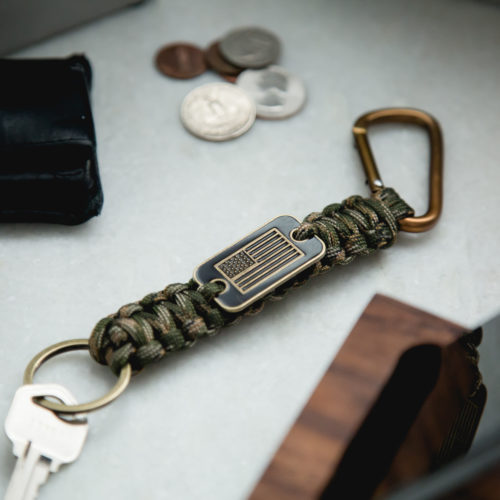 Camo Paracord Bronze Flag Key Chain: Helps Pair Veterans with a Service Dog or Shelter Dog