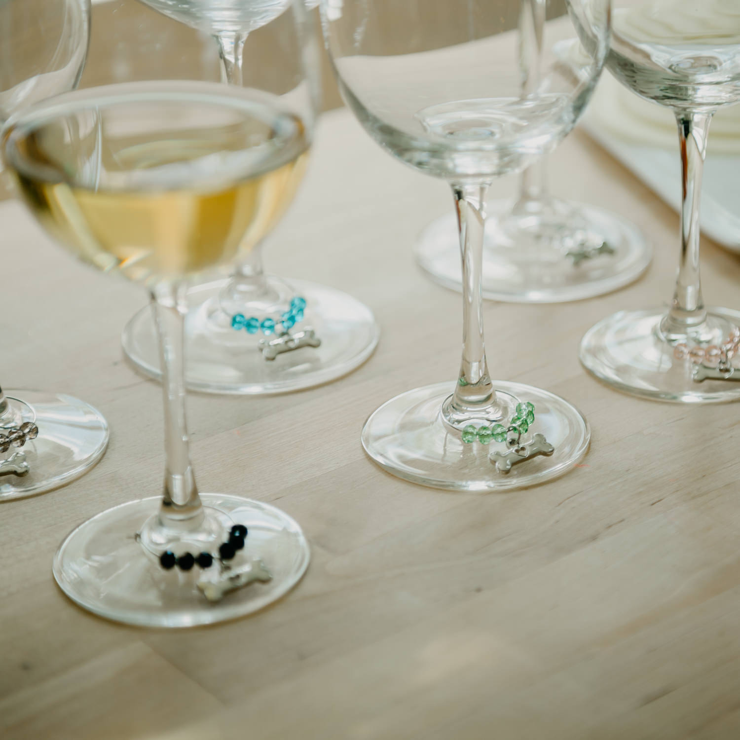 Set of 6 Wine Glass Bone Charms - iHeartDogs.com
