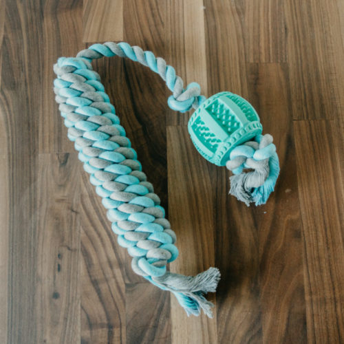 FlossyTossy™ Natural Cotton & Rubber Rope Drum Toy - Flosses Dogs’ Teeth Through Play