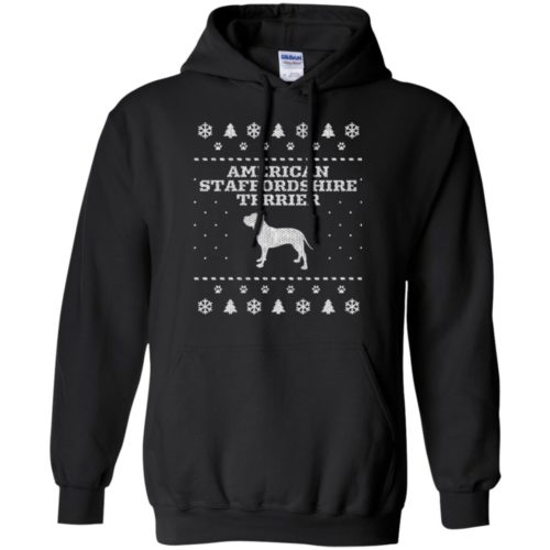 American Staffordshire Terrier Christmas Pullover Hoodie Black