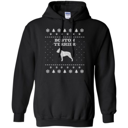 Boston Terrier Christmas Pullover Hoodie Black