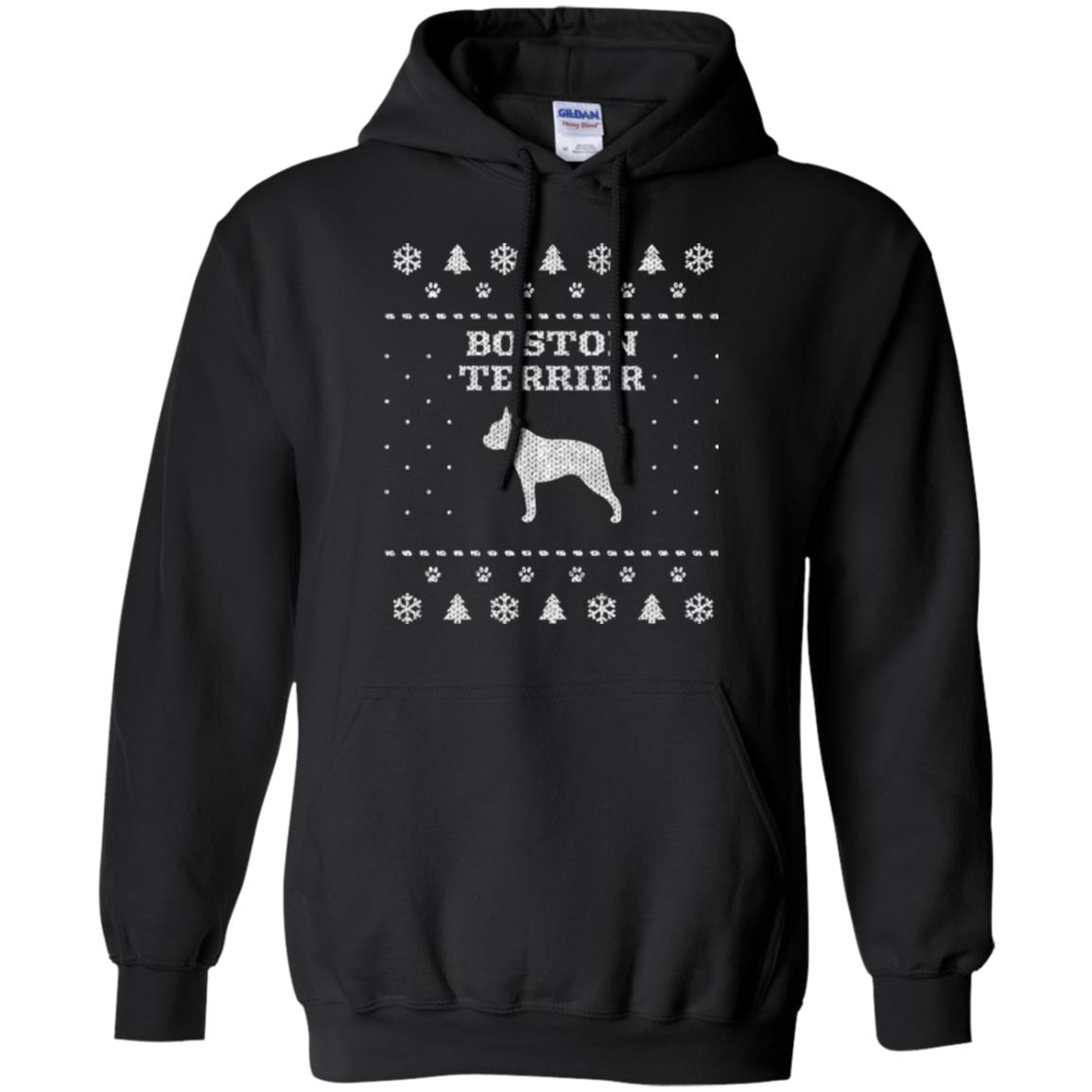 Boston Terrier Christmas Pullover Hoodie Black