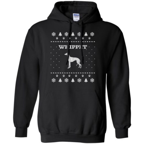 Whippet Christmas Pullover Hoodie Black