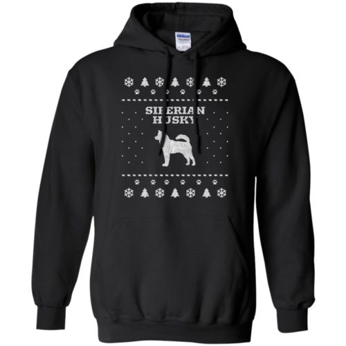 Siberian Husky Christmas Pullover Hoodie Black