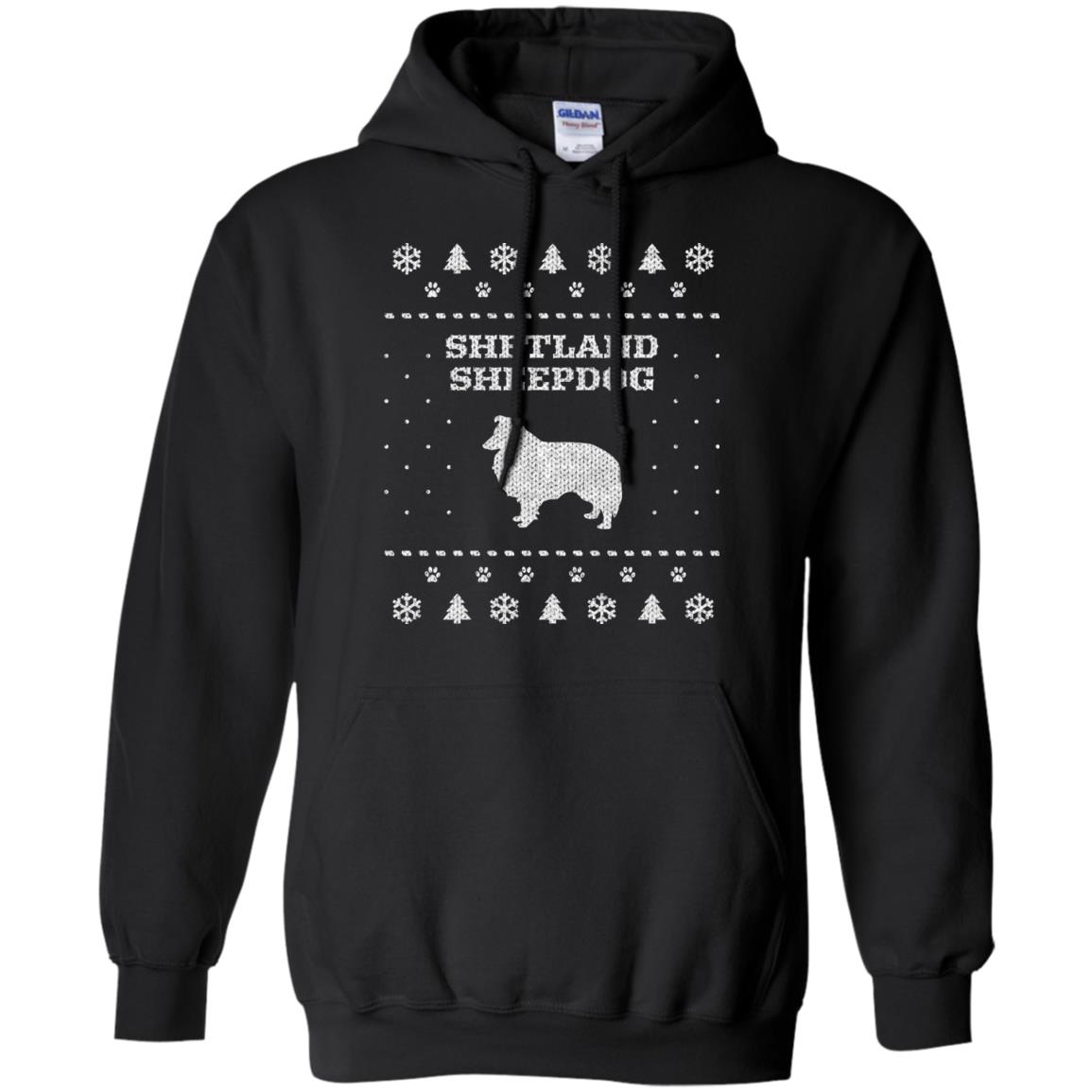 Shetland Sheepdog Christmas Pullover Hoodie Black