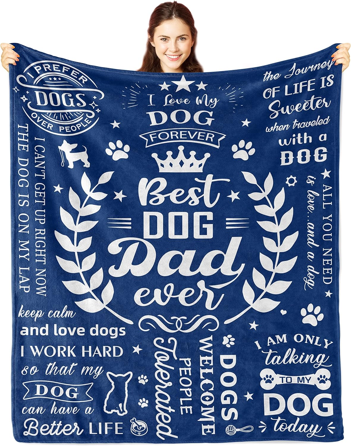 Nicetous Best Dog Dad Ever Blanket 50x60in
