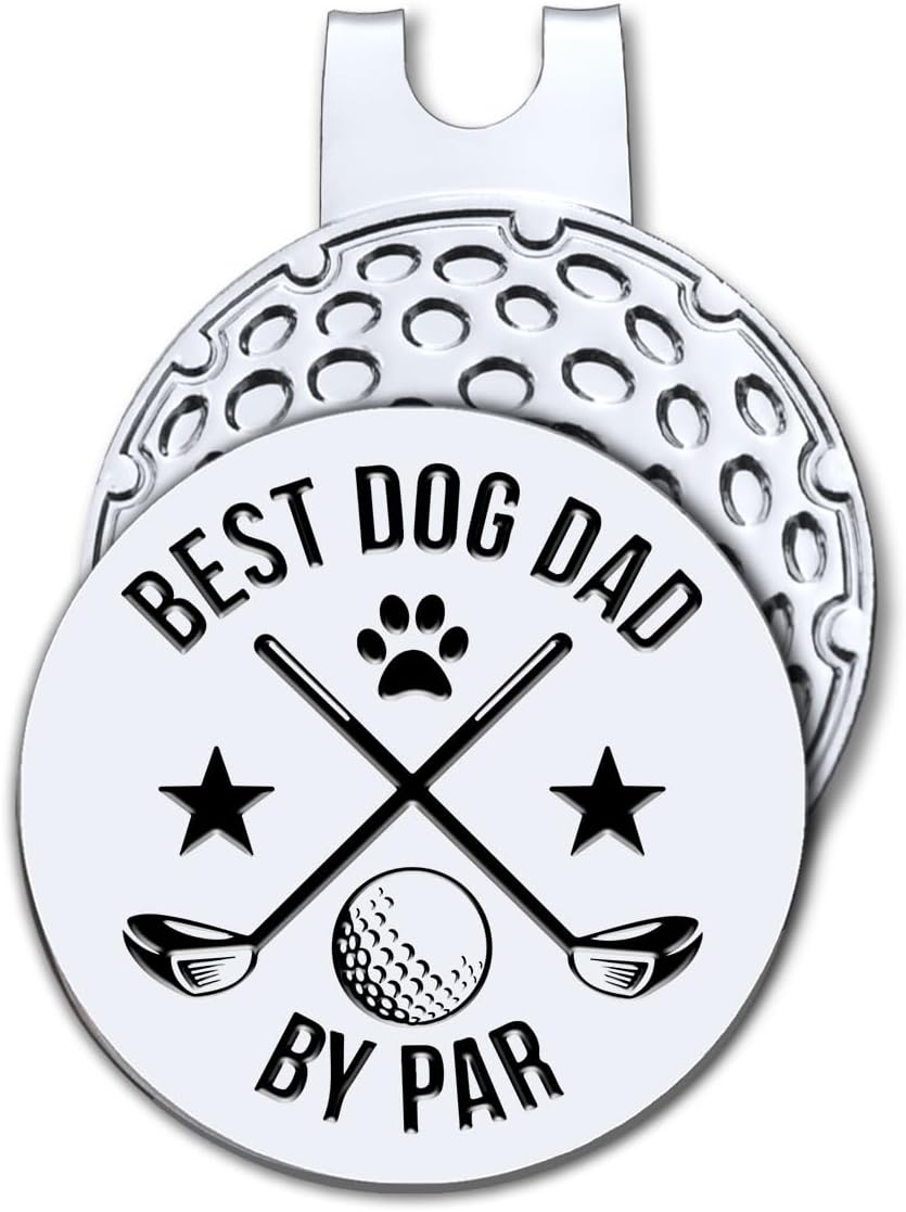 Hafhue Best Dog Dad by Par Golf Ball Marker with Magnetic Hat Clip