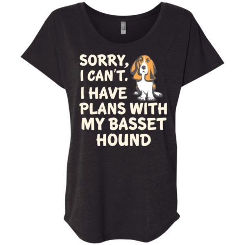 I Have Plans Basset Hound Slouchy Tee Black