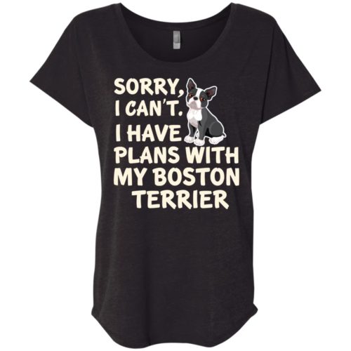 I Have Plans Boston Terrier Slouchy Tee Black