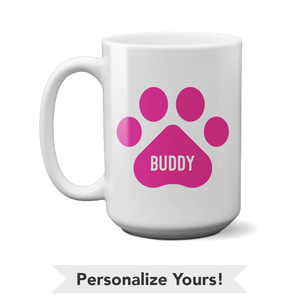 Image of Pink Paw Personalized 15 oz. Mug- Super Deal $7.99