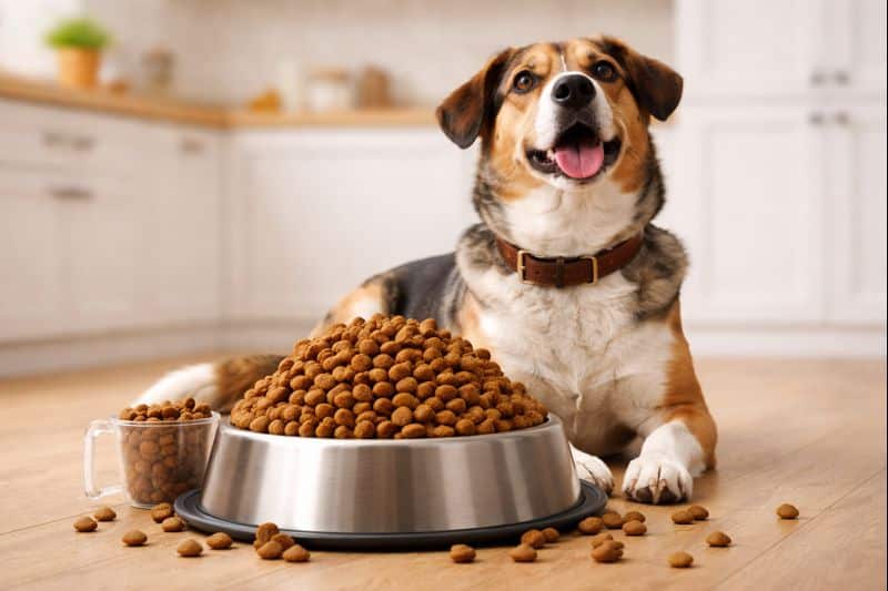 overflowing dog bowl