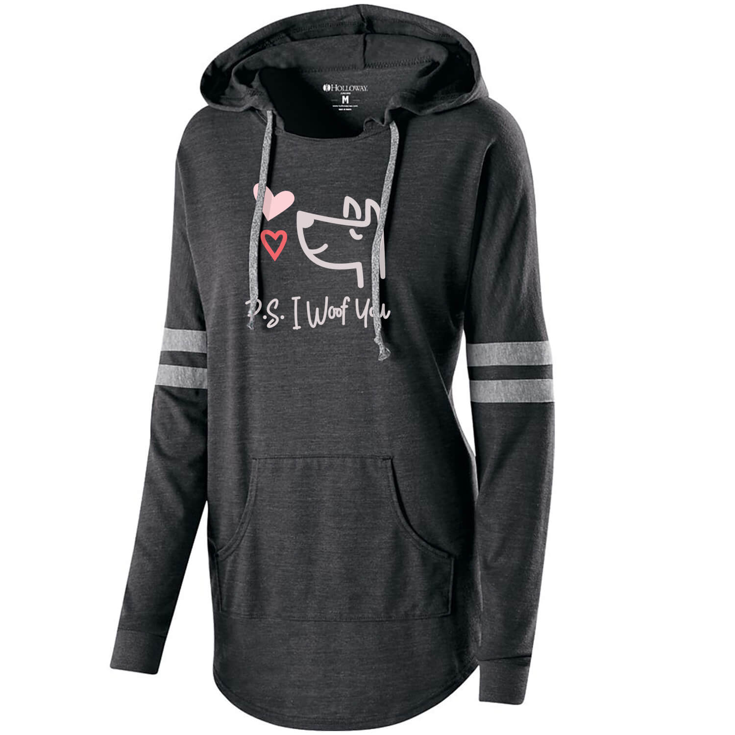 P.S. I Woof You Hoodie Varsity T-Shirt Heather Black