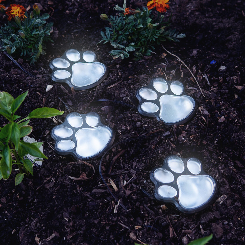 Image of Path To My Heart Paw Prints Solar Garden Lights