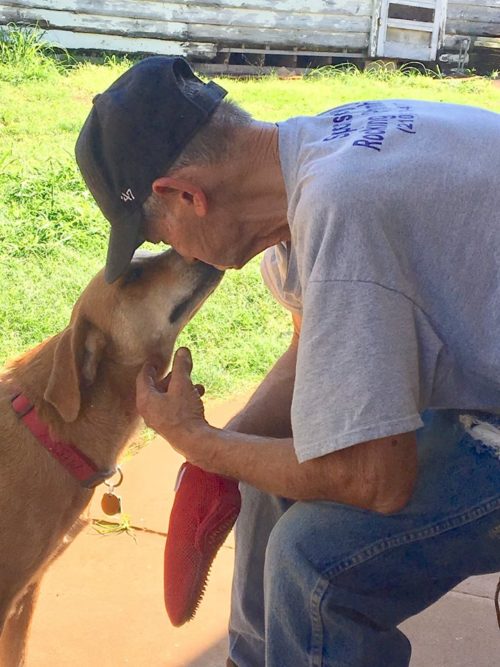 Mr Richard with Rescue Dog