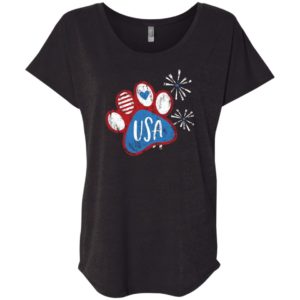 Pawty In The USA Paw Slouchy Black Tee