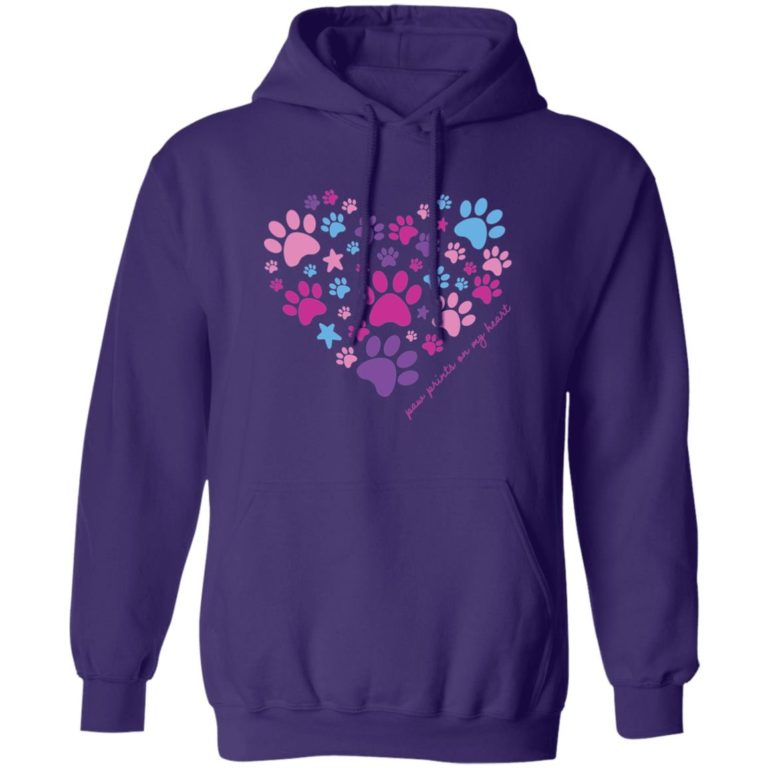 Paw Prints On My Heart Hoodie Purple
