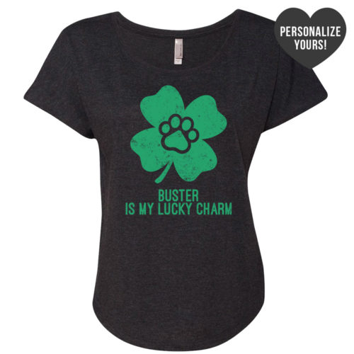 Image of Limited Edition St. Patrick's My Dog Is My Lucky Charm Personalized Slouchy Tee Black