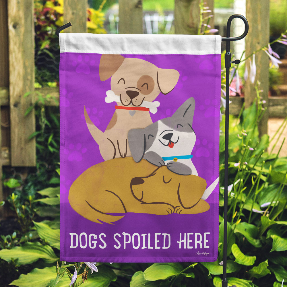 Image of Dogs Spoiled Here Garden Flag- Deal 35% Off