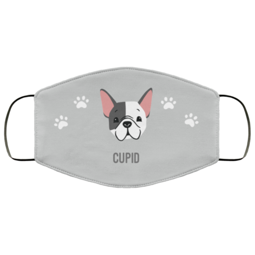 Black & White Frenchie Personalized Protective Face Covering - Silver