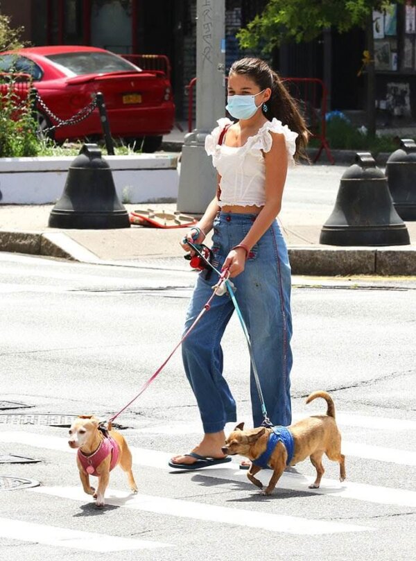 Suri Cruise Walking Dogs