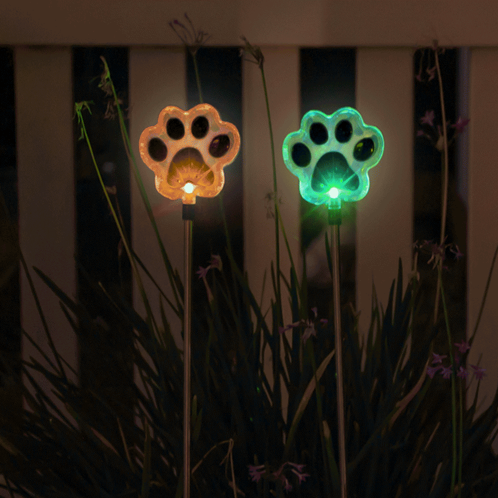 Pathway To My Heart 💕  Solar Dog Paws Garden Stake Lights ( Set of 2)- Deal 25% Off!