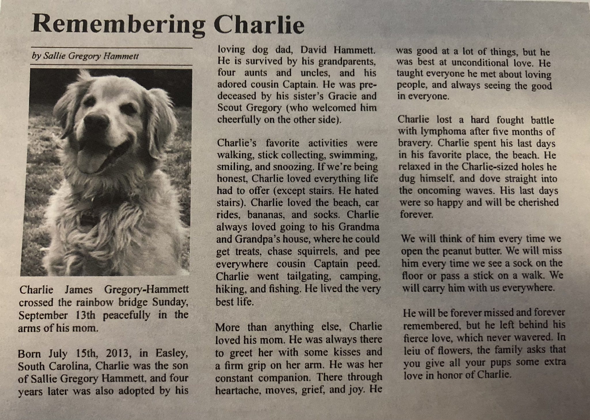 Charlie Obituary
