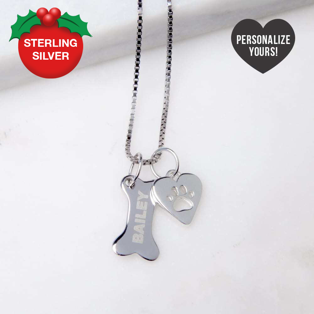 Image of The Ultimate Holiday Gift For Dog Moms - Personalized Sterling Silver Necklace ( Feeds 30 Shelter Dogs)