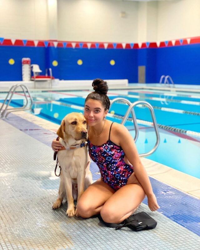 Service Dog at Pool