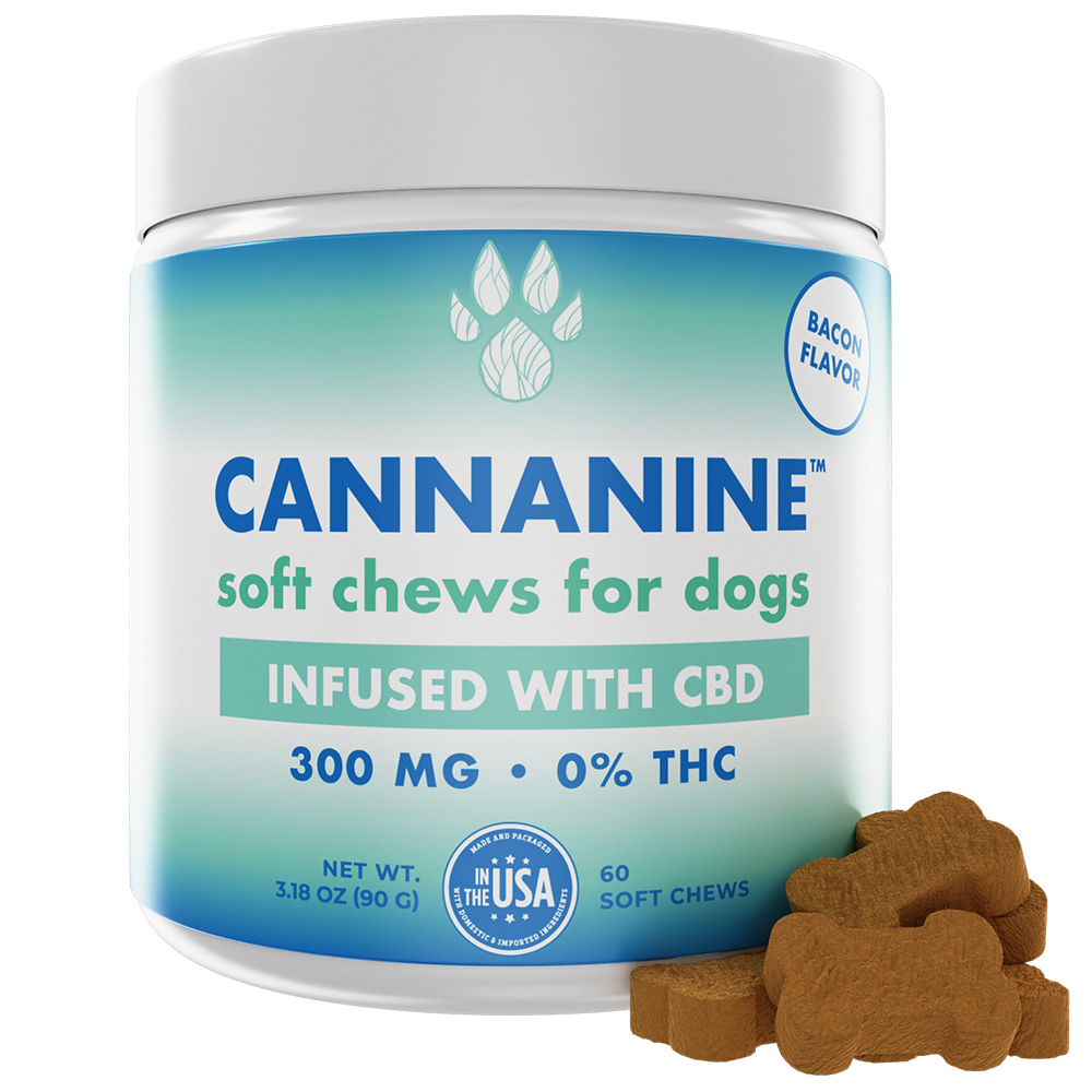 Cannanine™ Bacon Flavor Soft Chews With Hemp For Dogs 300 mg. 60 ct.