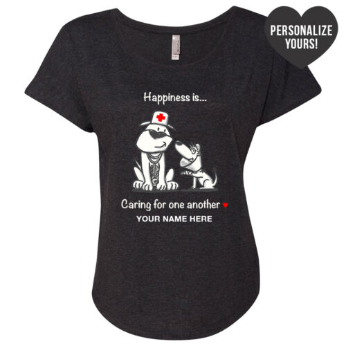 Happiness Is Caring For One Another Personalized Slouchy Tee Black