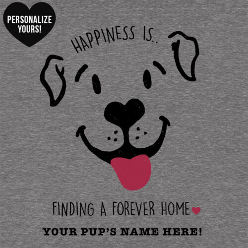 Happiness Is A Forever Home Personalized Hoodie Varsity T-Shirt Heather Grey
