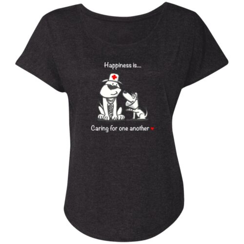 Happiness Is Caring For One Another Slouchy Tee Black