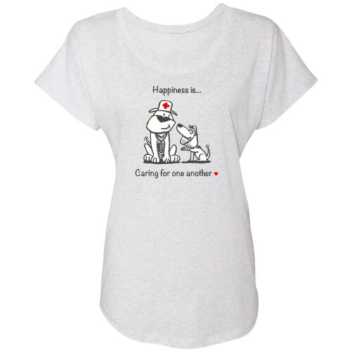 Happiness Is Caring For One Another Slouchy Tee Heather White