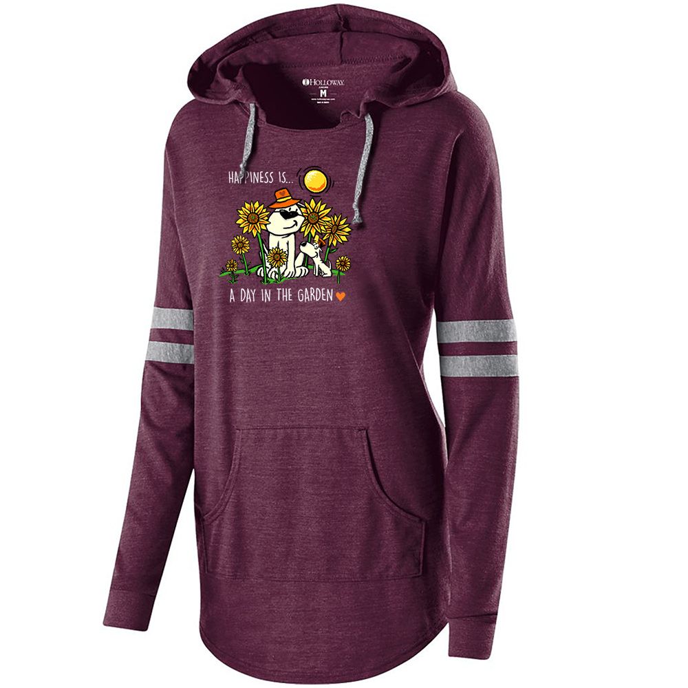 Happiness Is A Day In The Garden Hoodie Varsity T-Shirt Heather Maroon