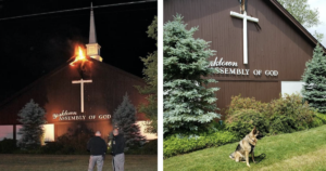 Dog saves church from fire