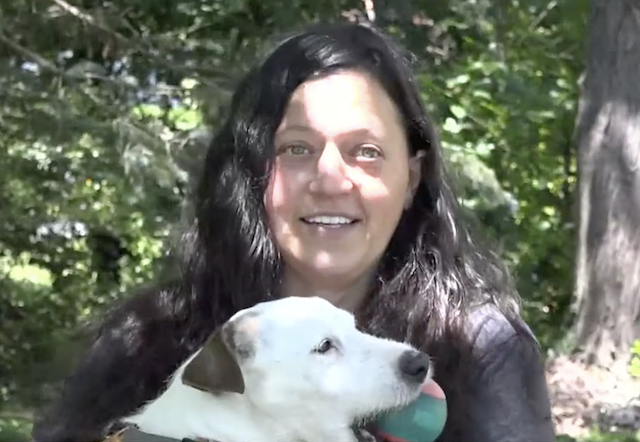 Woman reunited with lost dog