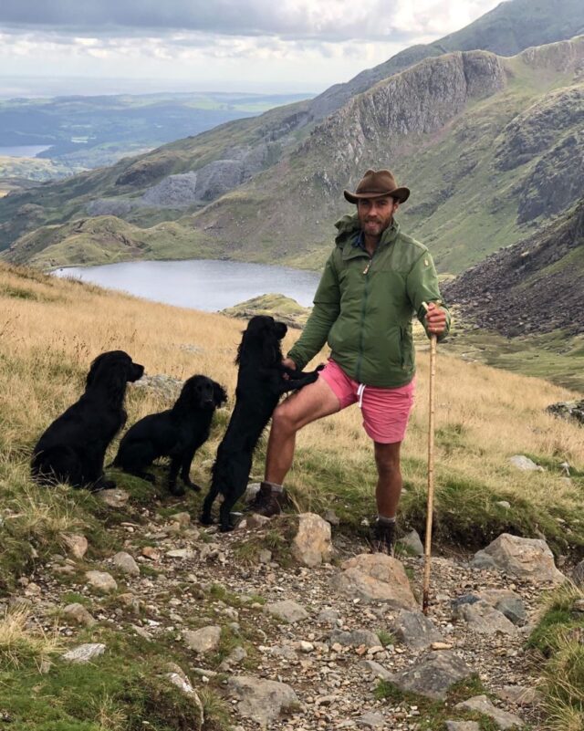 James Middleton hiking with dogs