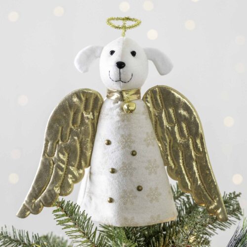 A ‘Christmas Miracle’ Golden Angel Dog Artisan Tree Topper -After Christmas Sale Limited Stock