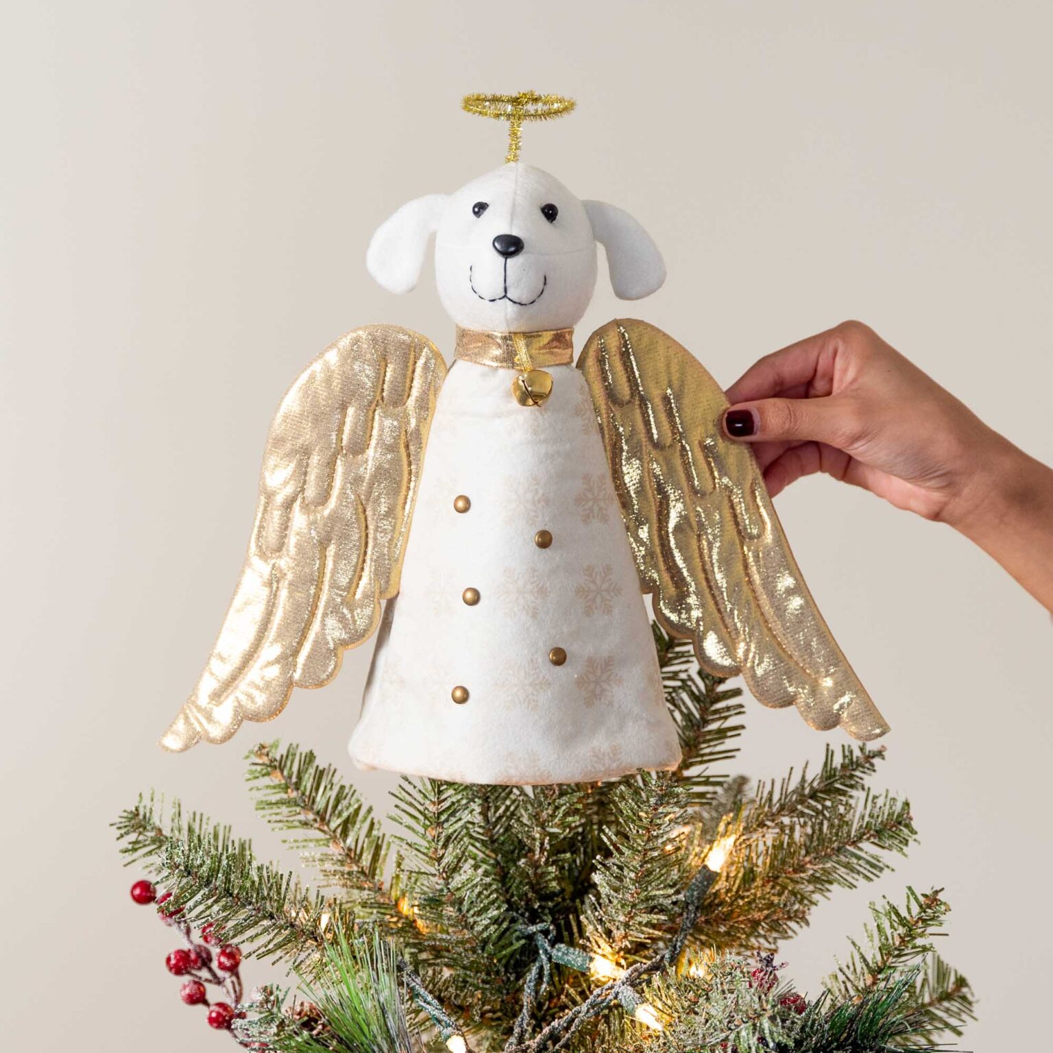 A Christmas Miracle Dog Angel Christmas Tree Topper White And Gold