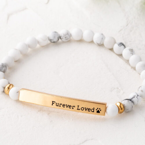 ‘Furever Loved’ Memorial Dog Bracelet - White Turquoise - Feeds 25 Shelter Dogs in Honor of Your Beloved Pup- Deal $2.98 ( Limit 1 Per Customer)
